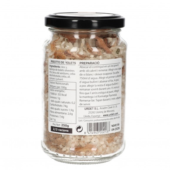 CAP D'URDET RISOTTO BOLETS 250G